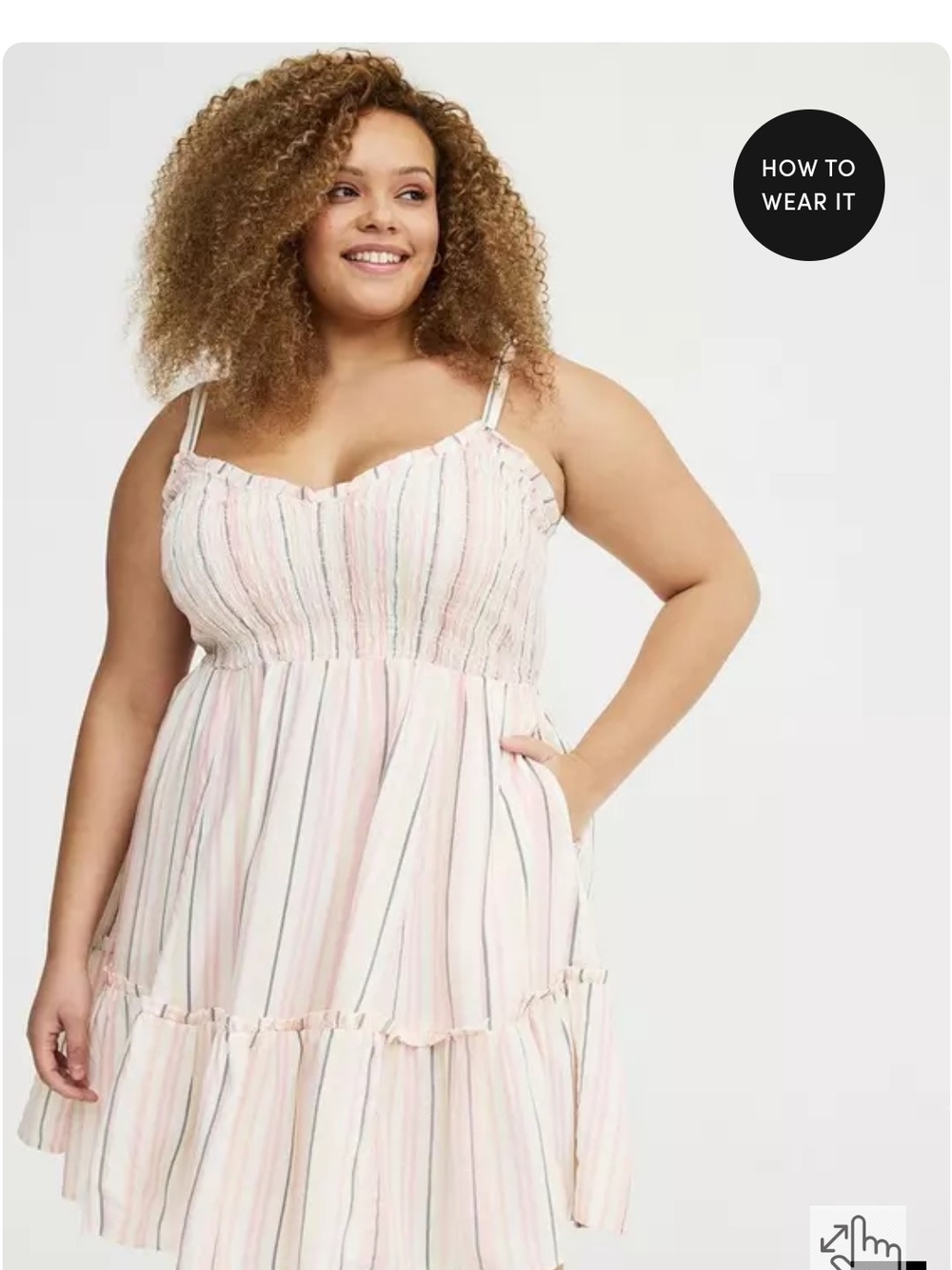 Striped Pink Tiered Sundress with Adjustable Straps
